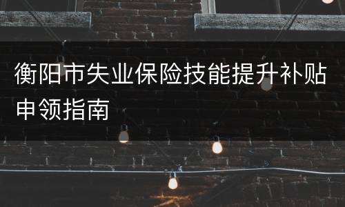 衡阳市失业保险技能提升补贴申领指南