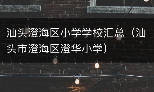 汕头澄海区小学学校汇总（汕头市澄海区澄华小学）
