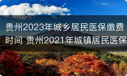 贵州2023年城乡居民医保缴费时间 贵州2021年城镇居民医保什么时候交