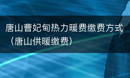 唐山曹妃甸热力暖费缴费方式（唐山供暖缴费）