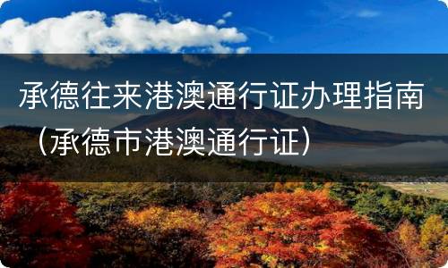 承德往来港澳通行证办理指南（承德市港澳通行证）