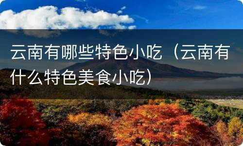 云南有哪些特色小吃（云南有什么特色美食小吃）