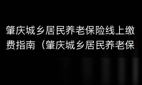 肇庆城乡居民养老保险线上缴费指南（肇庆城乡居民养老保险线上缴费指南电话）