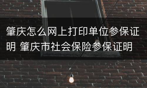 肇庆怎么网上打印单位参保证明 肇庆市社会保险参保证明