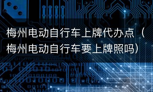 梅州电动自行车上牌代办点（梅州电动自行车要上牌照吗）