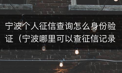 宁波个人征信查询怎么身份验证（宁波哪里可以查征信记录）