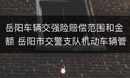 岳阳车辆交强险赔偿范围和金额 岳阳市交警支队机动车辆管理所电话