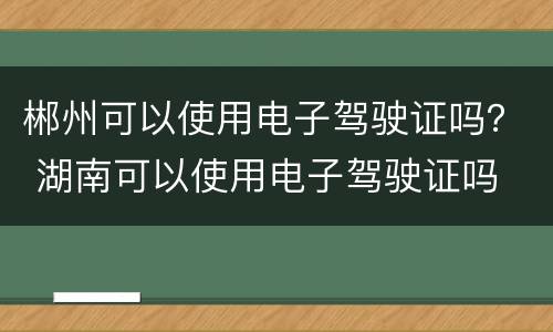 郴州可以使用电子驾驶证吗？ 湖南可以使用电子驾驶证吗