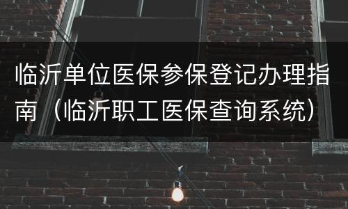 临沂单位医保参保登记办理指南（临沂职工医保查询系统）