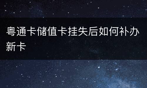 粤通卡储值卡挂失后如何补办新卡