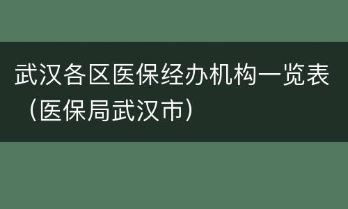武汉各区医保经办机构一览表（医保局武汉市）