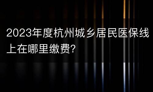 2023年度杭州城乡居民医保线上在哪里缴费？