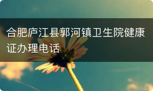 合肥庐江县郭河镇卫生院健康证办理电话