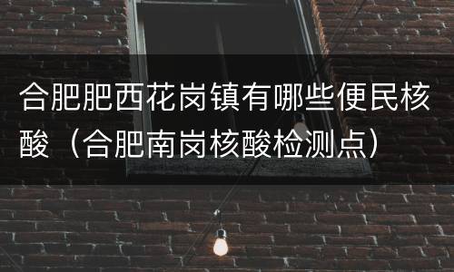 合肥肥西花岗镇有哪些便民核酸（合肥南岗核酸检测点）