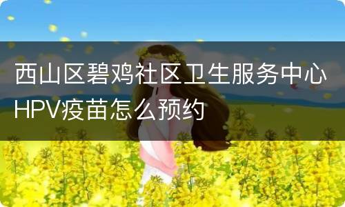 西山区碧鸡社区卫生服务中心HPV疫苗怎么预约