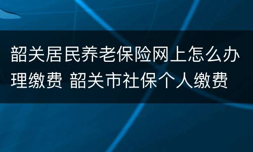 韶关居民养老保险网上怎么办理缴费 韶关市社保个人缴费
