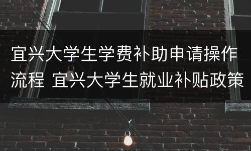 宜兴大学生学费补助申请操作流程 宜兴大学生就业补贴政策
