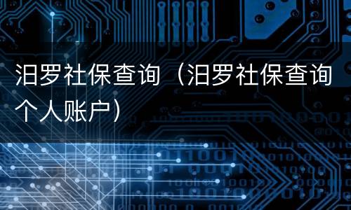 汨罗社保查询（汨罗社保查询个人账户）