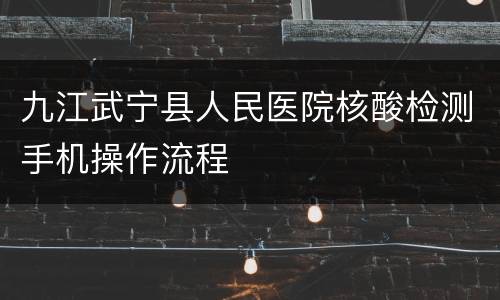 九江武宁县人民医院核酸检测手机操作流程