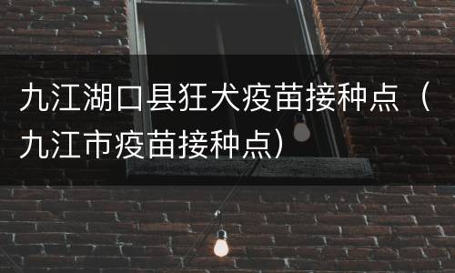 九江湖口县狂犬疫苗接种点（九江市疫苗接种点）