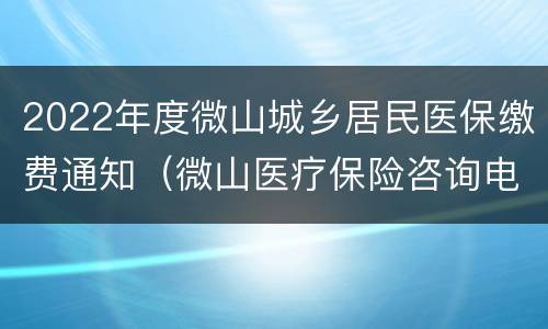 2022年度微山城乡居民医保缴费通知（微山医疗保险咨询电话）