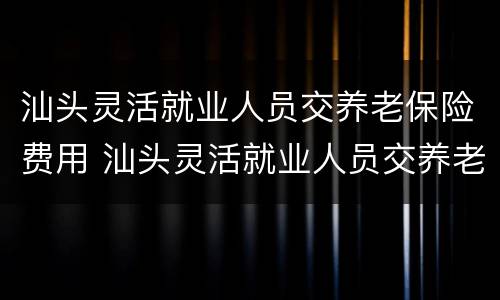 汕头灵活就业人员交养老保险费用 汕头灵活就业人员交养老保险费用多少