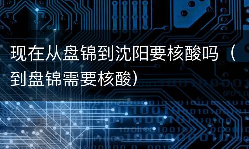 现在从盘锦到沈阳要核酸吗（到盘锦需要核酸）