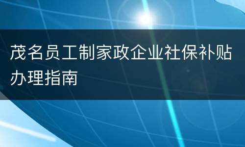 茂名员工制家政企业社保补贴办理指南