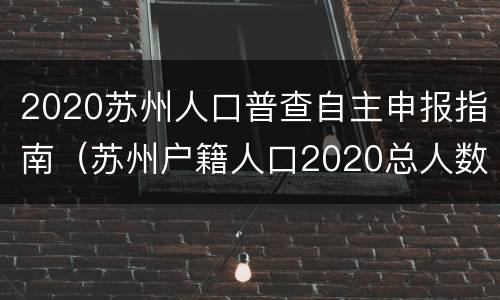 2020苏州人口普查自主申报指南（苏州户籍人口2020总人数口）