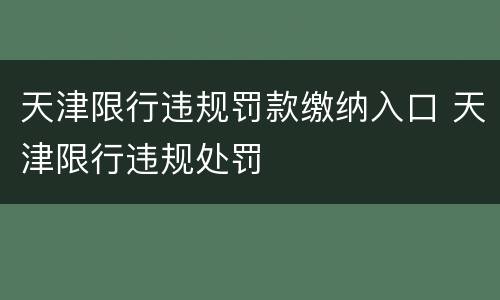 天津限行违规罚款缴纳入口 天津限行违规处罚