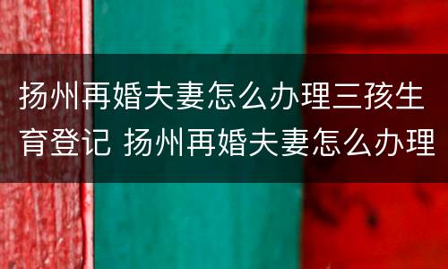 扬州再婚夫妻怎么办理三孩生育登记 扬州再婚夫妻怎么办理三孩生育登记证