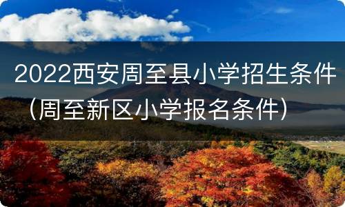 2022西安周至县小学招生条件（周至新区小学报名条件）