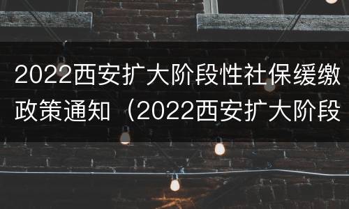2022西安扩大阶段性社保缓缴政策通知（2022西安扩大阶段性社保缓缴政策通知书）