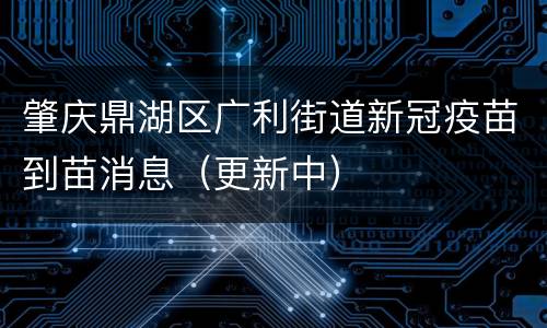 肇庆鼎湖区广利街道新冠疫苗到苗消息（更新中）