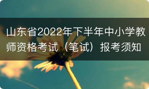 山东省2022年下半年中小学教师资格考试（笔试）报考须知