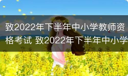 致2022年下半年中小学教师资格考试 致2022年下半年中小学教师资格考试的一封信