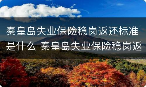 秦皇岛失业保险稳岗返还标准是什么 秦皇岛失业保险稳岗返还标准是什么啊