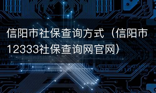 信阳市社保查询方式（信阳市12333社保查询网官网）