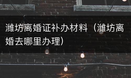 潍坊离婚证补办材料（潍坊离婚去哪里办理）
