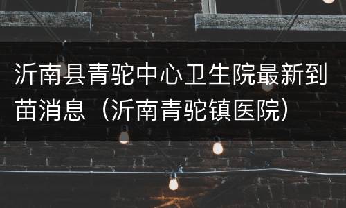 沂南县青驼中心卫生院最新到苗消息（沂南青驼镇医院）