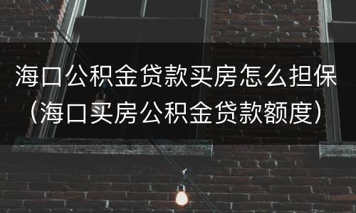 海口公积金贷款买房怎么担保（海口买房公积金贷款额度）