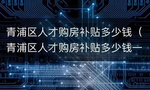 青浦区人才购房补贴多少钱（青浦区人才购房补贴多少钱一个月）