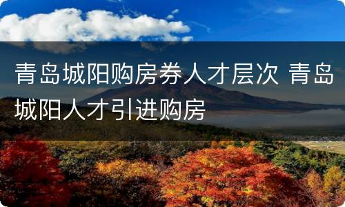 青岛城阳购房券人才层次 青岛城阳人才引进购房