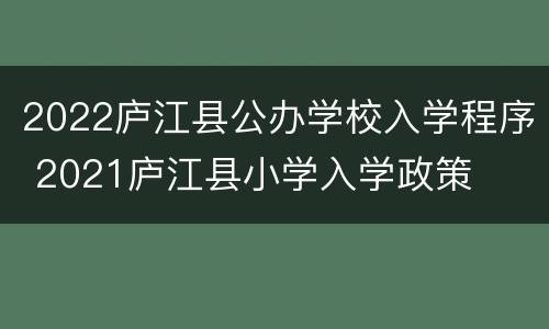 2022庐江县公办学校入学程序 2021庐江县小学入学政策