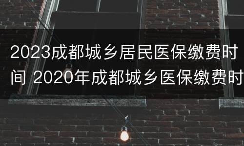 2023成都城乡居民医保缴费时间 2020年成都城乡医保缴费时间和标准