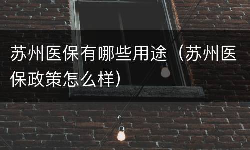 苏州医保有哪些用途（苏州医保政策怎么样）