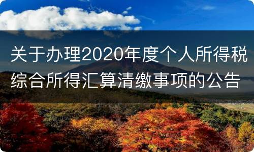 关于办理2020年度个人所得税综合所得汇算清缴事项的公告