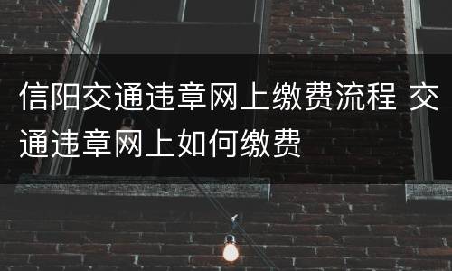 信阳交通违章网上缴费流程 交通违章网上如何缴费