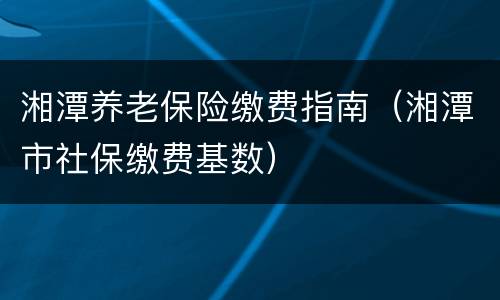湘潭养老保险缴费指南（湘潭市社保缴费基数）