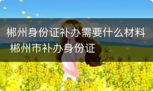 郴州身份证补办需要什么材料 郴州市补办身份证